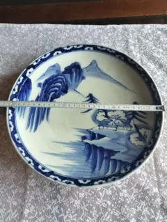 染付 山水画 大皿 陶磁器 - メルカリ