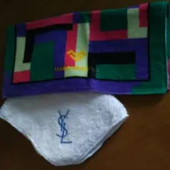 イヴ・サンローラン 　マリオバレンチノ タオル ハンカチ 2枚セット 未使用