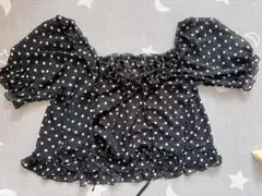 & by Pinky&Dianne 黒ドット柄フリルブラウス 38 シアーのサムネイル