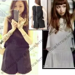 ストライプ オールインワン 黒 白 ショーパン コンビネゾン 掲載