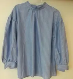 DRESKIP・ブルーストライプブラウス・Ｌサイズ