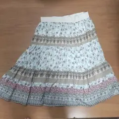 【大きいサイズ】水色 花柄 ロングフレアスカート