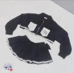 リルリリー ワッフルショートロゴプルオーバー ミニスカートセット ネイビー