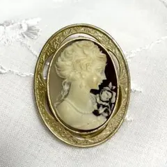 ヴィンテージブローチ&ペンダント カメオ シェル ゴールド アンティーク 彫刻①