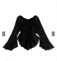 美品★GRL【M】シアーフリルカーディガン[at2106]ブラック