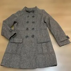 レディース スタンドカラーダブルコート ミドル丈、ブラウン