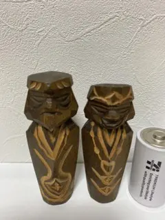 ニポポ人形 木彫り ペア 北海道 アイヌ民芸品 ヴィンテージ 置物のサムネイル