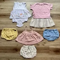 女の子 夏服 70 80cm 6点セット ワンピース ブルマ 保育園 まとめ売りのサムネイル