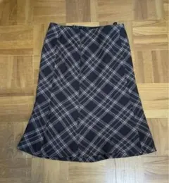 【COMME CA DU MODE 】ブラウン チェック柄 フレアスカート