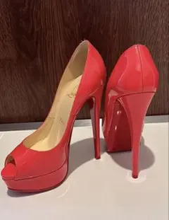 Christian Louboutin ピンク オープントゥ ハイヒールのサムネイル