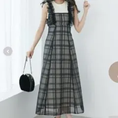 Apuweiser-richeシアーチェックプリントワンピース2【M】新品未使用