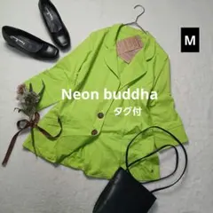 2035ꕤタグ付 ネオンブッダ カジュアルジャケット【M】蛍光ライトグリーン