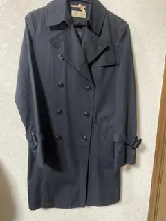 美品 値下げ LES MUES黒 ダブルブレストトレンチコートレディース