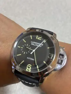 LUMINOUS MILITARY 自動巻き腕時計黒レザーベルト綺麗46mmのサムネイル