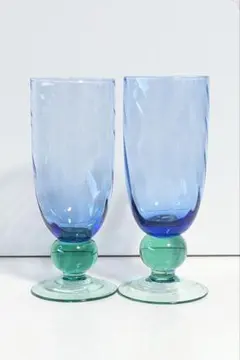 映える グラス ２個組 昭和レトロ おしゃれ ブルー