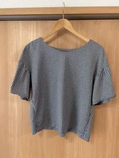 green label relaxing ギンガムチェックトップス フレア袖