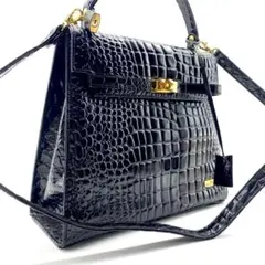 VALENTINO　ハンドバック　2way　クロコ型押し　ゴールド金具　斜め掛け