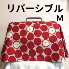 【Ｍ】犬用猫用クレートカバーリバーシブルりんご柄✕黒地白ドット柄
