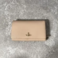 極美品　ヴィヴィアンウエストウッド　折り財布　レザー　金オーブ　ベージュのサムネイル
