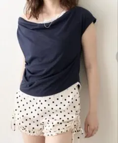 mline オフショルレースフレンチT ネイビーのサムネイル