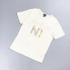 ジャストカバリ 半袖プリントTシャツ ラメ ホワイト サイズM*ED23のサムネイル