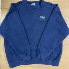 Lee企業刺繍ロゴスウェット古着フェードネイビー短丈ノームコアunisex美品