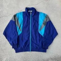 希少◎ヴィンテージ古着 90s ナイロンジャケット ジップアップブルゾン L 青