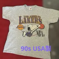 【激レア/シングル】90s USA製 スヌーピー×レイカーズ TシャツARTEX