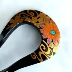 本鼈甲 簪 かんざし 金蒔絵 在銘 和装 着物 髪飾り アンティーク B2