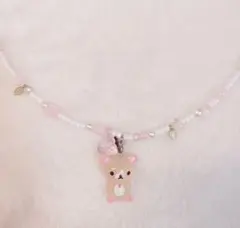ゆめかわ くま 量産型 平成女児 ネックレス いちご ガーリー ハンドメイド