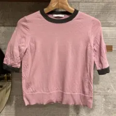 ANAYI 半袖ニット ピンク×グレー サイズ38のサムネイル