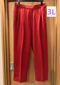 テーパードパンツ レッド 3L 大きいサイズのサムネイル