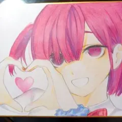 小色紙　212mm×182mm　オリジナルキャラクター　女の子　手描き　一品物