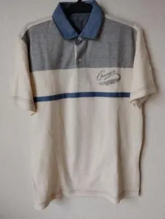 ポロシャツ アイボリー グレー ストライプ