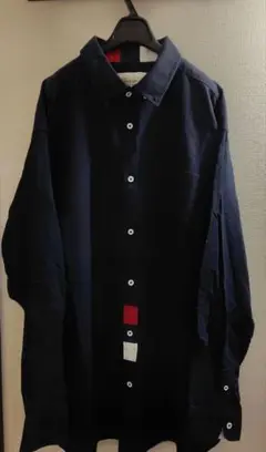 メンズ　前開き長袖シャツ　ネイビー　3L