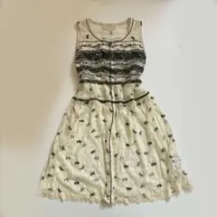 大人ガーリー レースワンピース 花柄 ノースリーブ フェミニン フレア 春夏