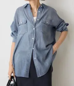 ビアズリー BEARDSLEY シフォンデニムシャツ 新品 デニム ポンチョのサムネイル