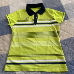 Mizuno ストライプポロシャツ ライムグリーン