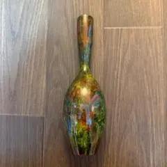 【逸品】七宝焼 花瓶 花器 飾り壺 レトロ アンティーク 緑 赤 マーブル模様