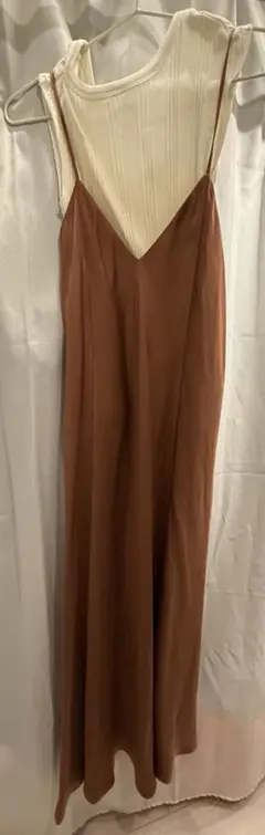 snidel カットサテンレイヤードワンピース　ブラウン