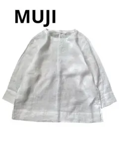 新品無印良品MUJI☆リネン100%プルオーバーブラウス　M