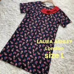美品✨ LAURA ASHLEY シルク　ワンピース　フリル　総柄　カラフルのサムネイル