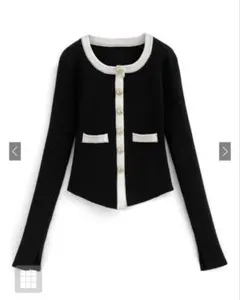 GRL ブラックニットセーター 長袖 ボタン付き