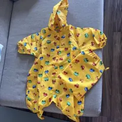 ベビーレインコート 車柄 イエロー 80-90センチ