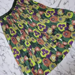 【グラニフ】graniph　パンジー　花柄　プリーツ　スカート　　F