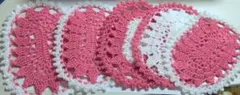 ピンクと白のかぎ針編みコースター5枚セット