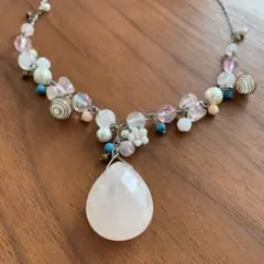 ローズクォーツドロップネックレス