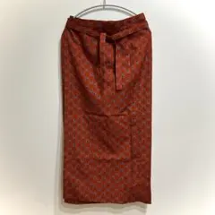 ロンジー風 巻きスカート ラップスカート風 ロングスカート 和柄 花柄 赤