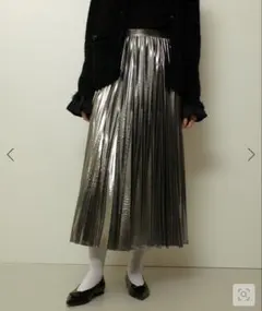 メタリック切替プリーツスカート