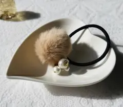 【ハンドメイド】ミンクファー付きコットンパールのヘアゴム